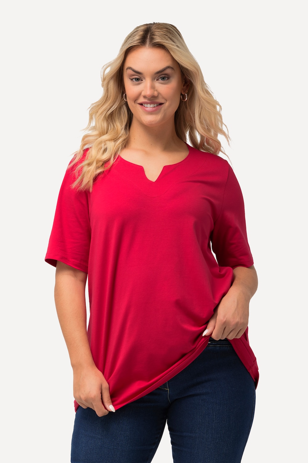 Große Größen T-Shirt, Damen, rot, Größe: 54/56, Baumwolle, Ulla Popken von Ulla Popken