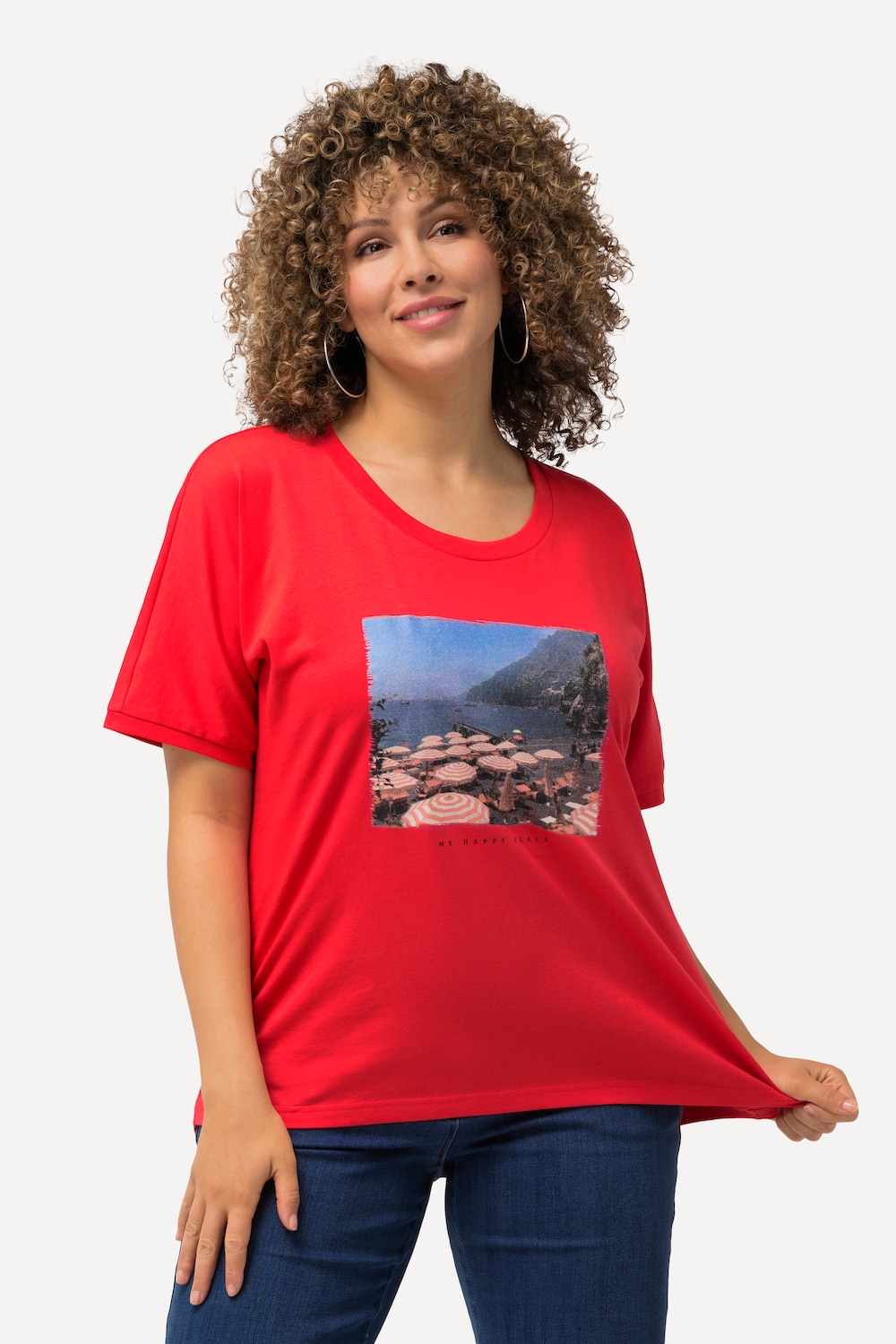 Große Größen T-Shirt, Damen, rot, Größe: 54/56, Baumwolle, Ulla Popken von Ulla Popken