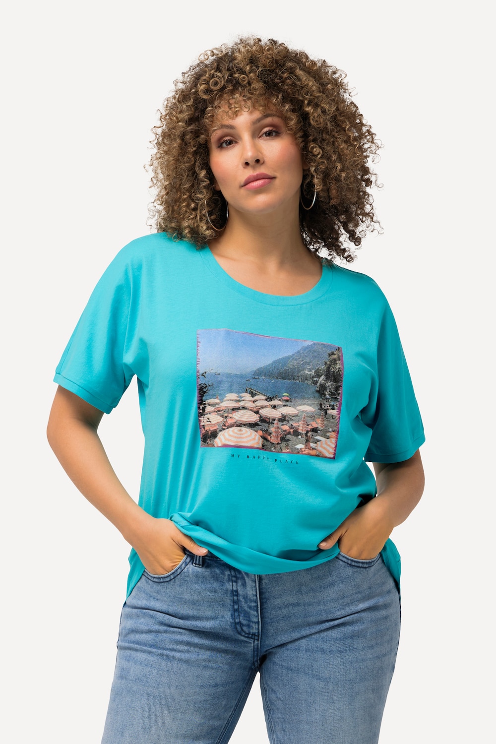 Große Größen T-Shirt, Damen, türkis, Größe: 46/48, Baumwolle, Ulla Popken von Ulla Popken