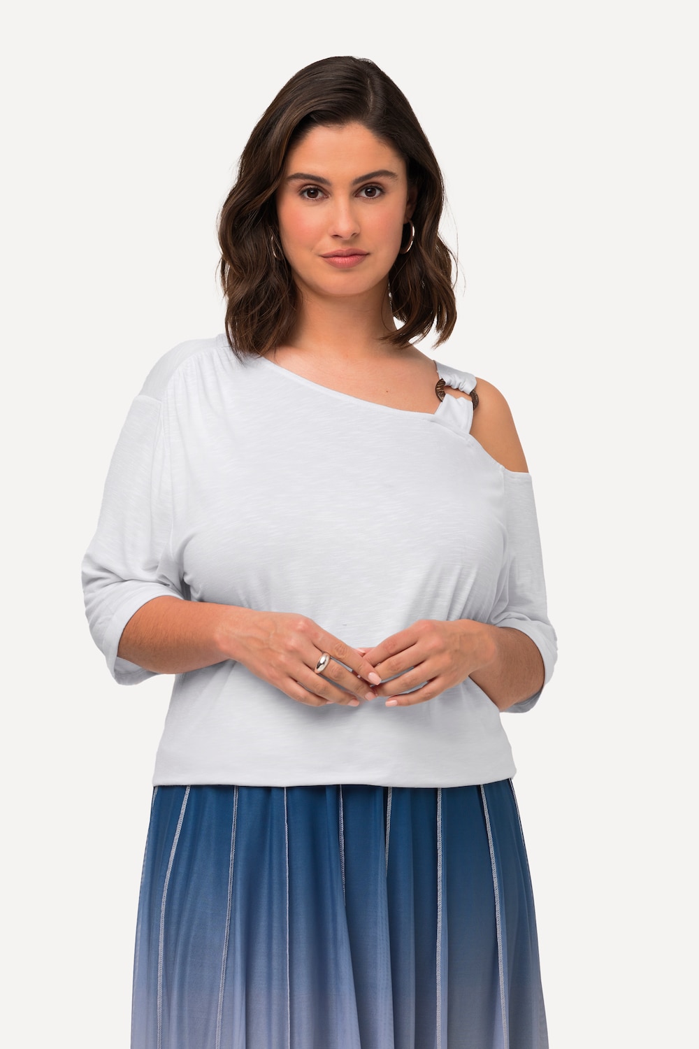 Große Größen T-Shirt, Damen, weiß, Größe: 50/52, Viskose, Ulla Popken von Ulla Popken