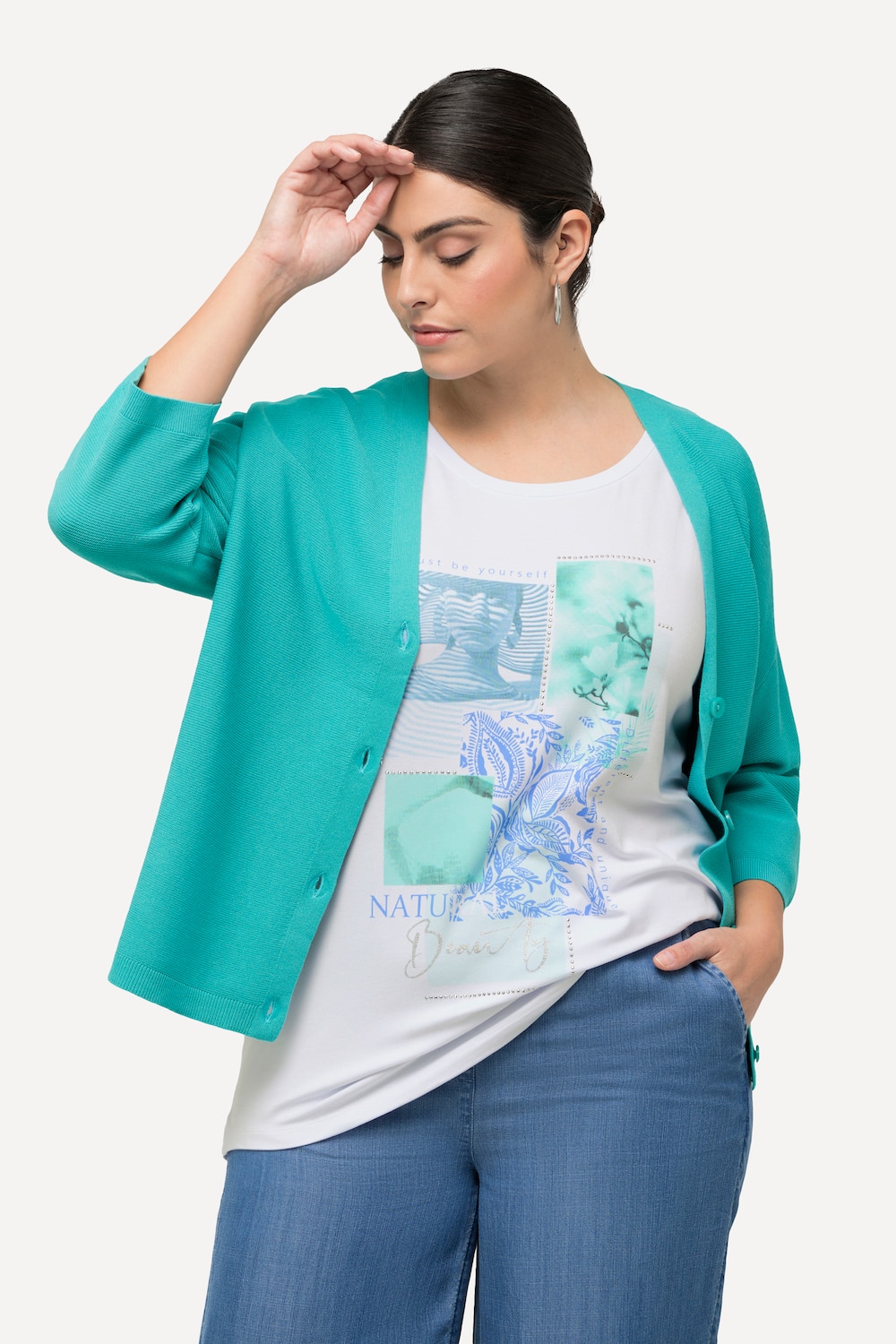 Große Größen T-Shirt, Damen, weiß, Größe: 50/52, Viskose, Ulla Popken von Ulla Popken