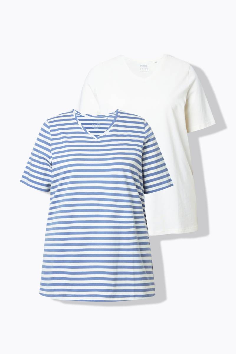 Große Größen T-Shirts, Damen, blau, Größe: 54/56, Baumwolle, Ulla Popken von Ulla Popken