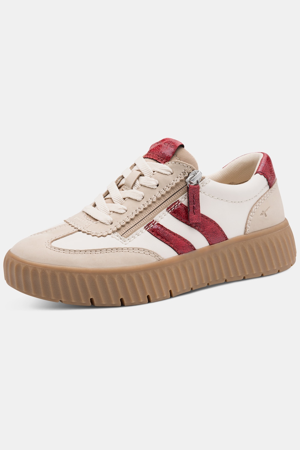 Große Größen Tamaris Leder-Sneaker, Damen, beige, Größe: 37, Sonstige/Synthetische Fasern/Leder, Ulla Popken von Ulla Popken