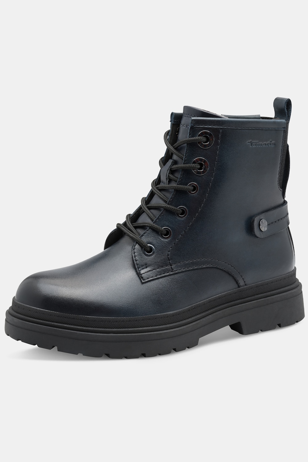 Große Größen Tamaris Leder-Stiefeletten, Damen, blau, Größe: 39, Leder/Sonstige/Synthetische Fasern, Ulla Popken von Ulla Popken