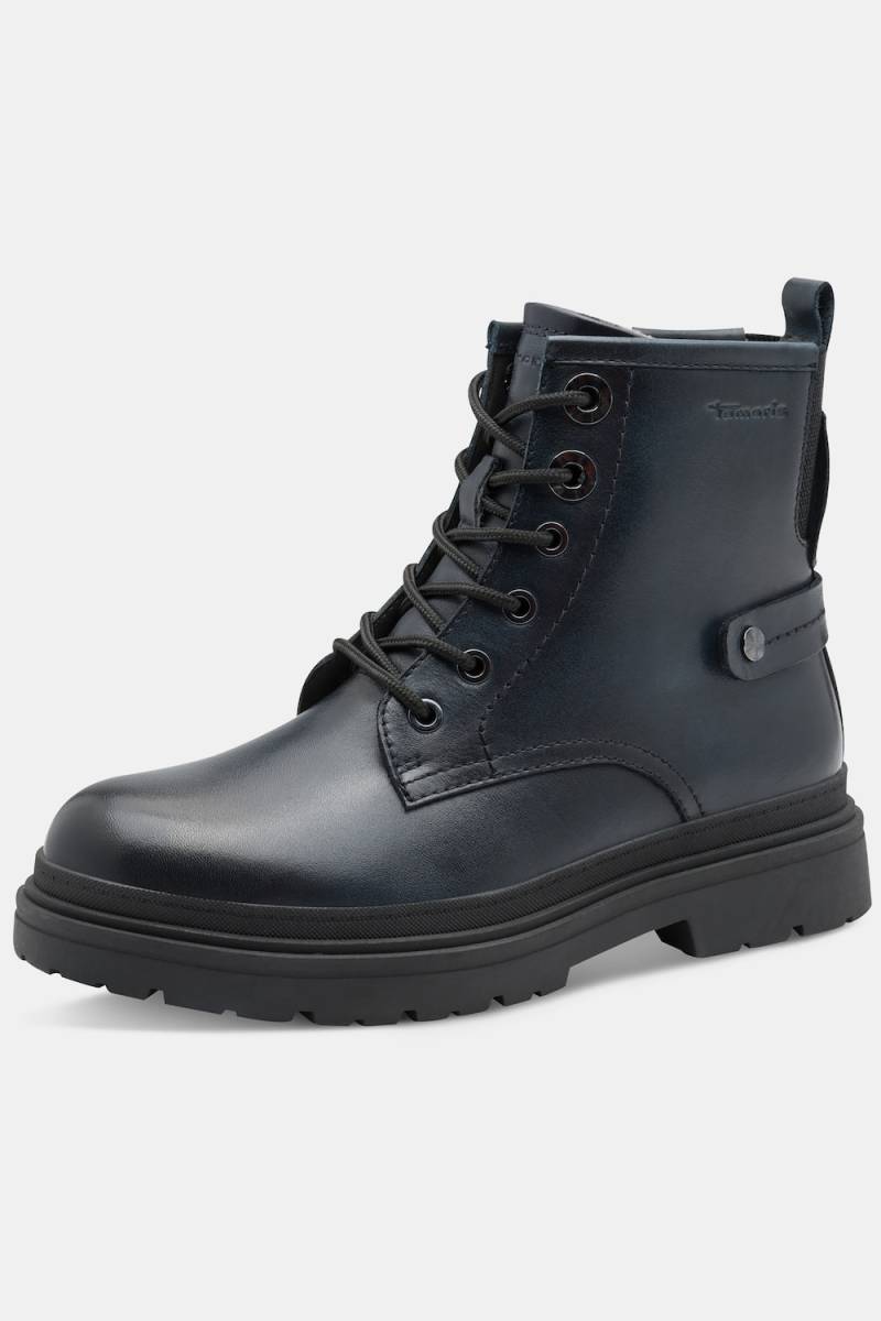 Große Größen Tamaris Leder-Stiefeletten, Damen, blau, Größe: 39, Leder/Sonstige/Synthetische Fasern, Ulla Popken von Ulla Popken