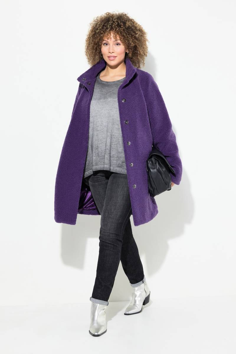 Große Größen Teddy-Mantel, Damen, lila, Größe: 54/56, Polyester, Ulla Popken von Ulla Popken