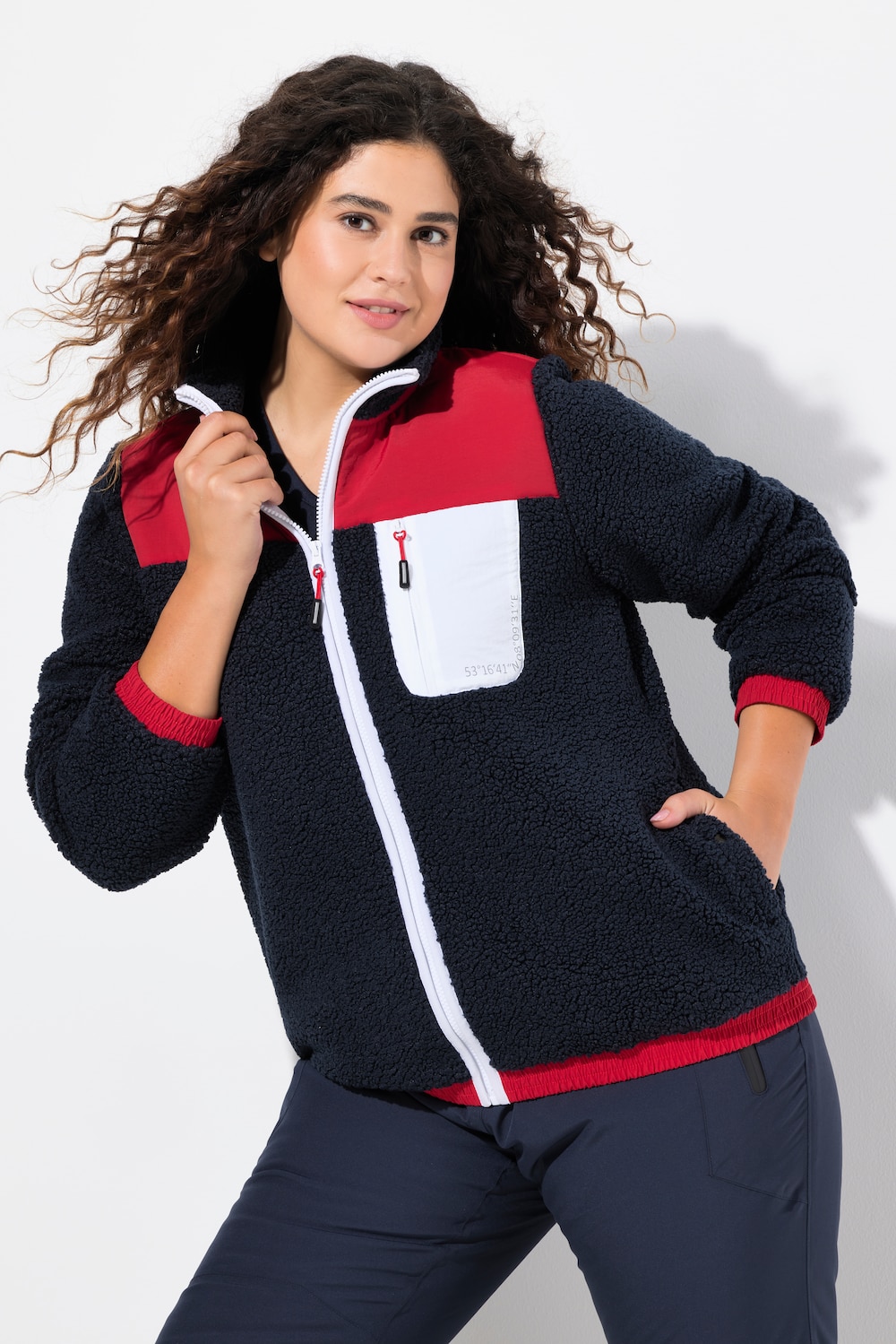 Große Größen Teddyfleece-Jacke, Damen, blau, Größe: 58/60, Polyester, Ulla Popken von Ulla Popken
