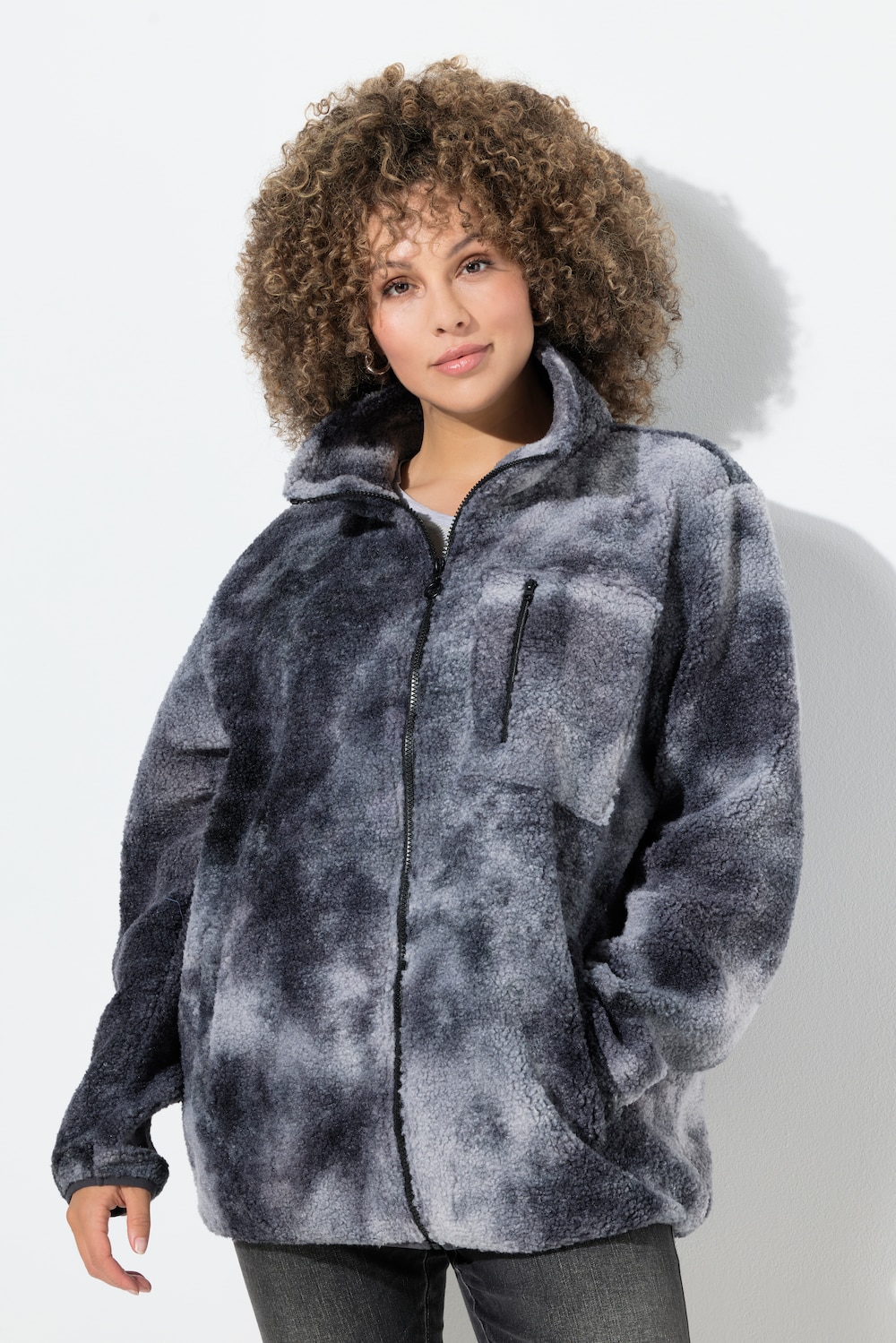 Große Größen Teddyjacke, Damen, grau, Größe: 50/52, Polyester, Ulla Popken von Ulla Popken