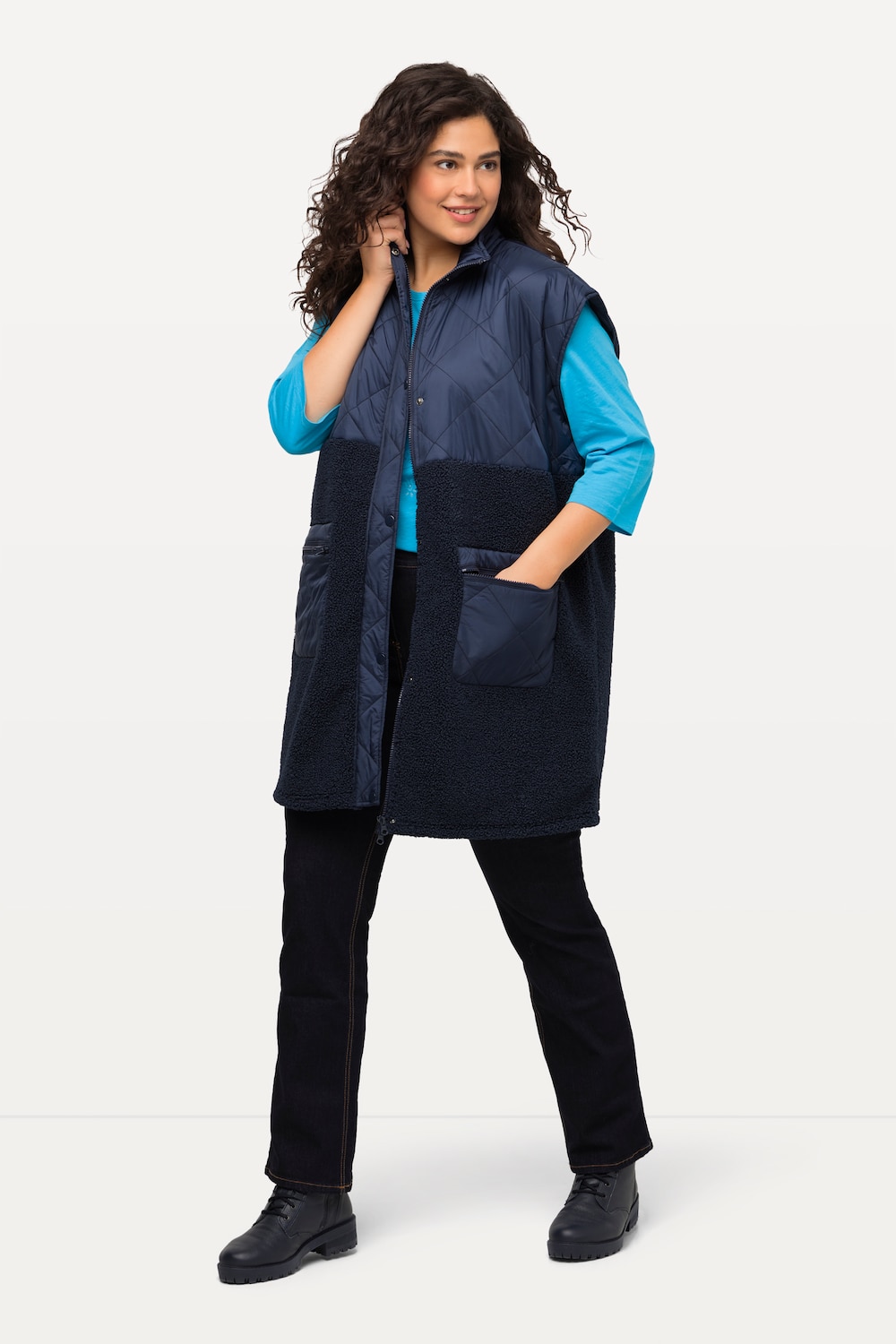 Große Größen Teddyweste, Damen, blau, Größe: 42/44, Polyester/Synthetische Fasern, Ulla Popken von Ulla Popken