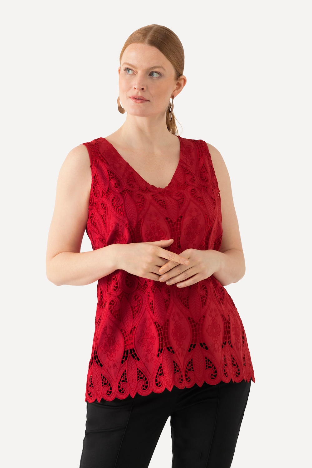 Große Größen Top, Damen, rot, Größe: 46/48, Viskose/Polyester/Baumwolle, Ulla Popken von Ulla Popken
