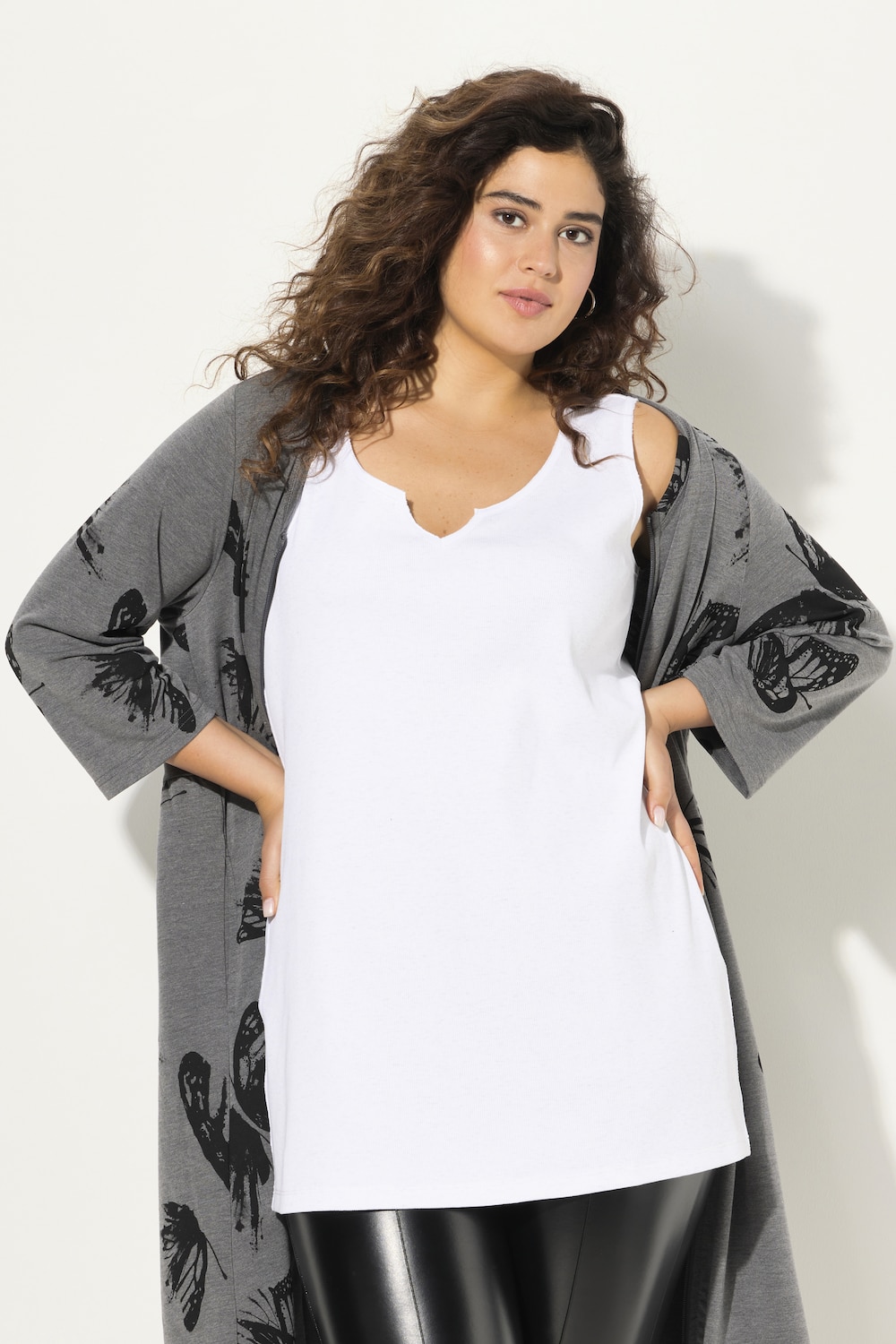 Große Größen Top, Damen, weiß, Größe: 42/44, Baumwolle/Viskose, Ulla Popken von Ulla Popken