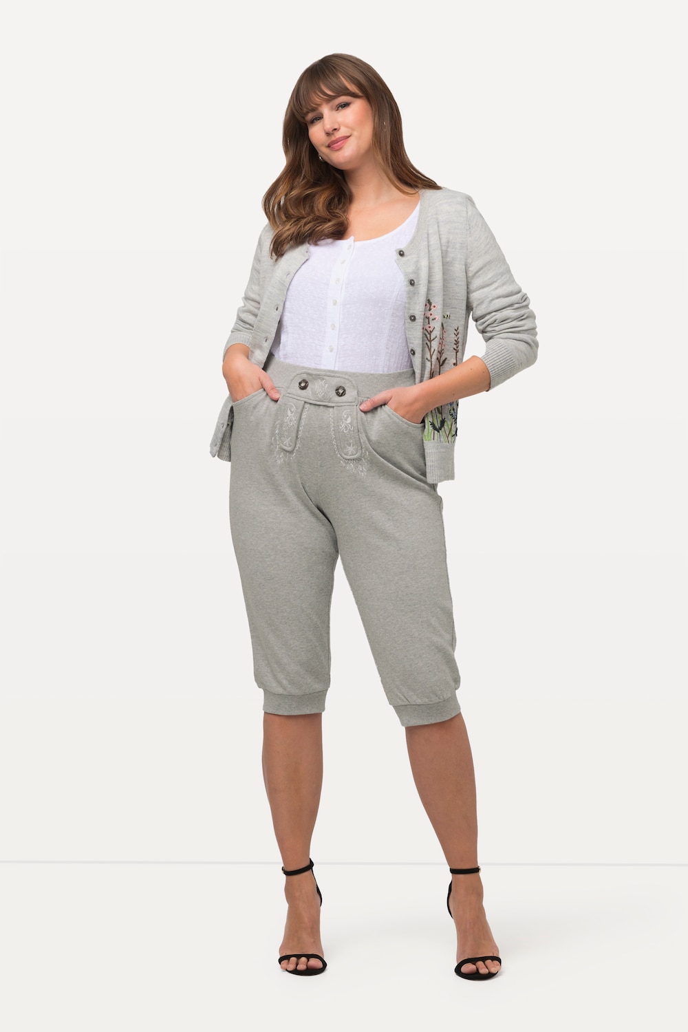 Große Größen Trachten-Jogginghose, Damen, grau, Größe: 42/44, Baumwolle/Polyester, Ulla Popken von Ulla Popken