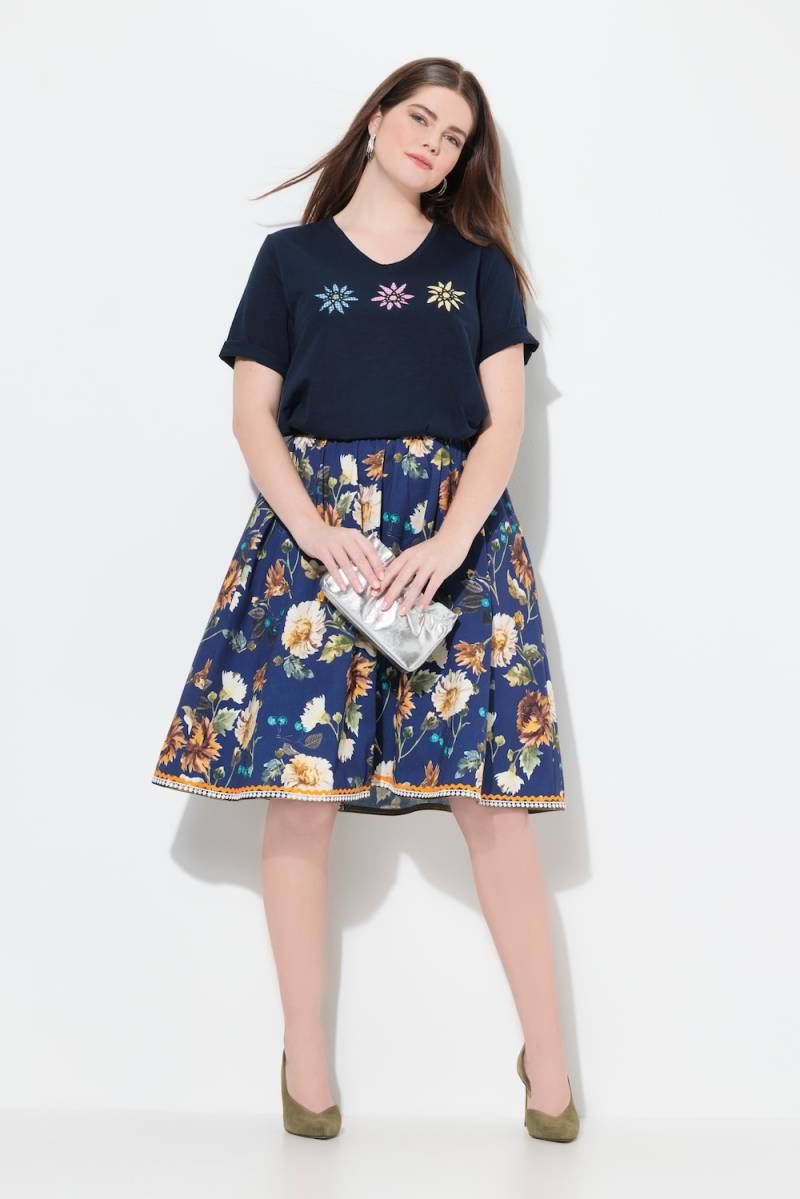 Große Größen Trachtenrock, Damen, blau, Größe: 56, Baumwolle, Ulla Popken von Ulla Popken