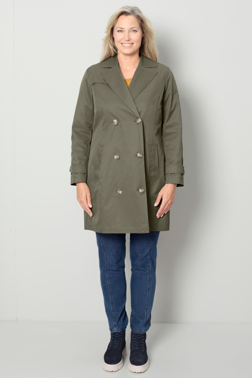 Große Größen Trenchcoat, Damen, grün, Größe: 44, Baumwolle/Polyester, Ulla Popken von Ulla Popken