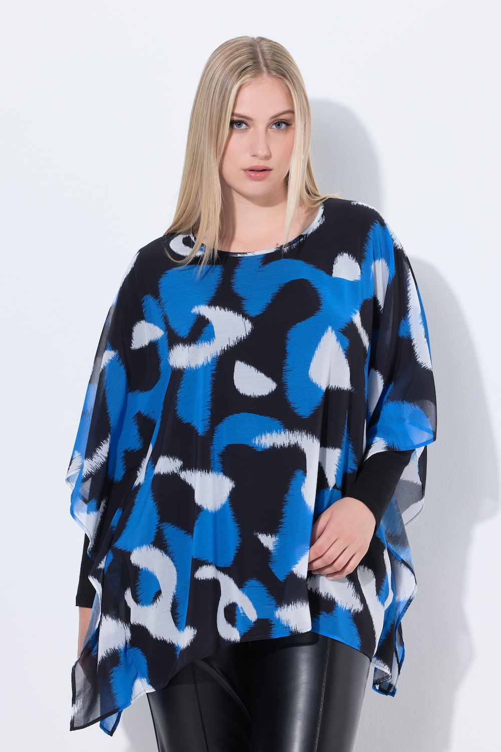 Große Größen Tunika, Damen, blau, Größe: 50/52, Polyester/Viskose, Ulla Popken von Ulla Popken