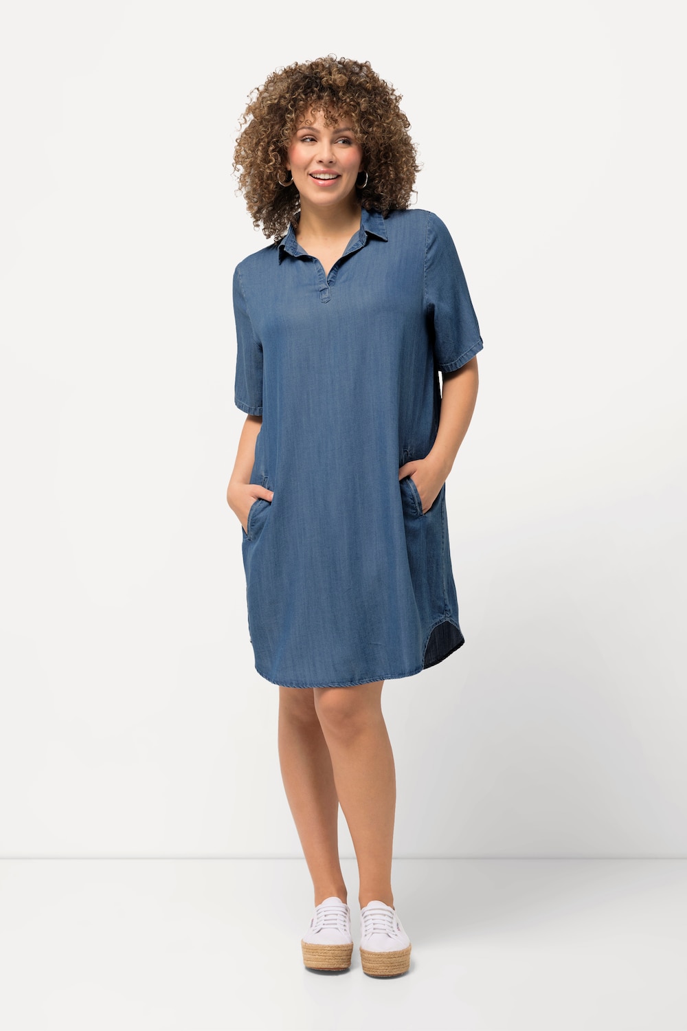 Große Größen Tunika-Kleid, Damen, blau, Größe: 54/56, Synthetische Fasern, Ulla Popken von Ulla Popken