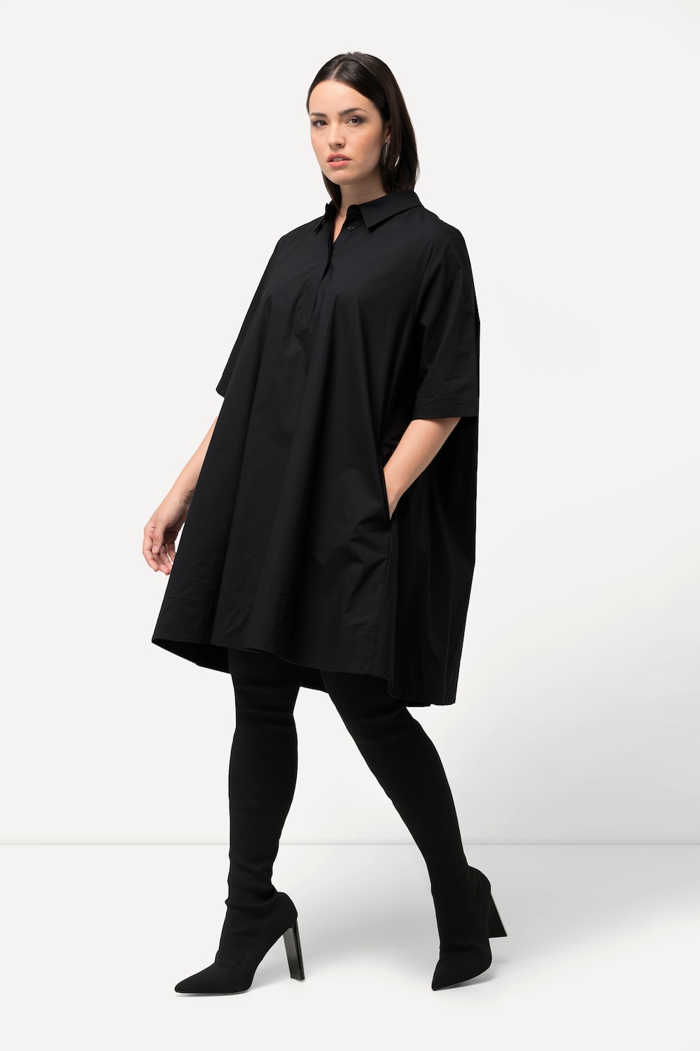 Große Größen Tunika-Kleid, Damen, schwarz, Größe: 46/48, Baumwolle, Ulla Popken von Ulla Popken