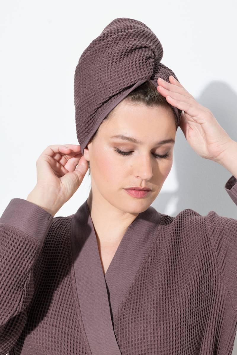 Große Größen Turban-Handtuch, Damen, braun, Größe: One Size, Polyester/Baumwolle, Ulla Popken von Ulla Popken