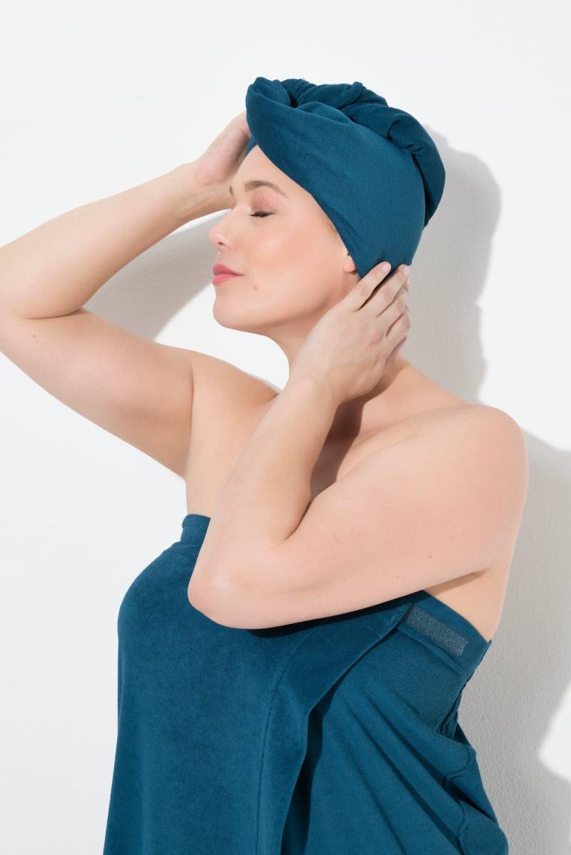 Große Größen Turban-Handtuch, Damen, türkis, Größe: One Size, Baumwolle/Polyester, Ulla Popken von Ulla Popken