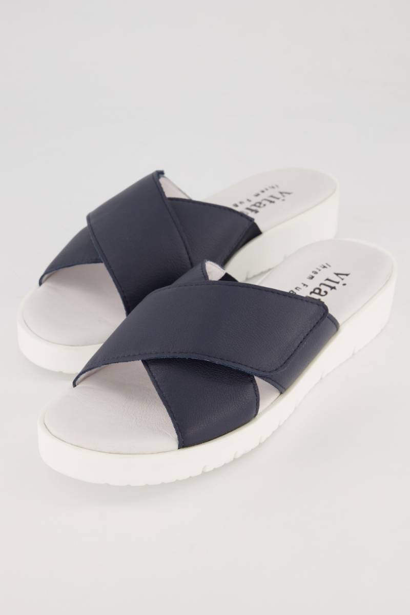 Große Größen Vitaform Leder-Pantoletten, Damen, blau, Größe: 40, Leder, Ulla Popken Große Größen Vitaform Leder-Pantoletten, Damen, blau, Größe: 40, Leder, Ulla Popken von Ulla Popken