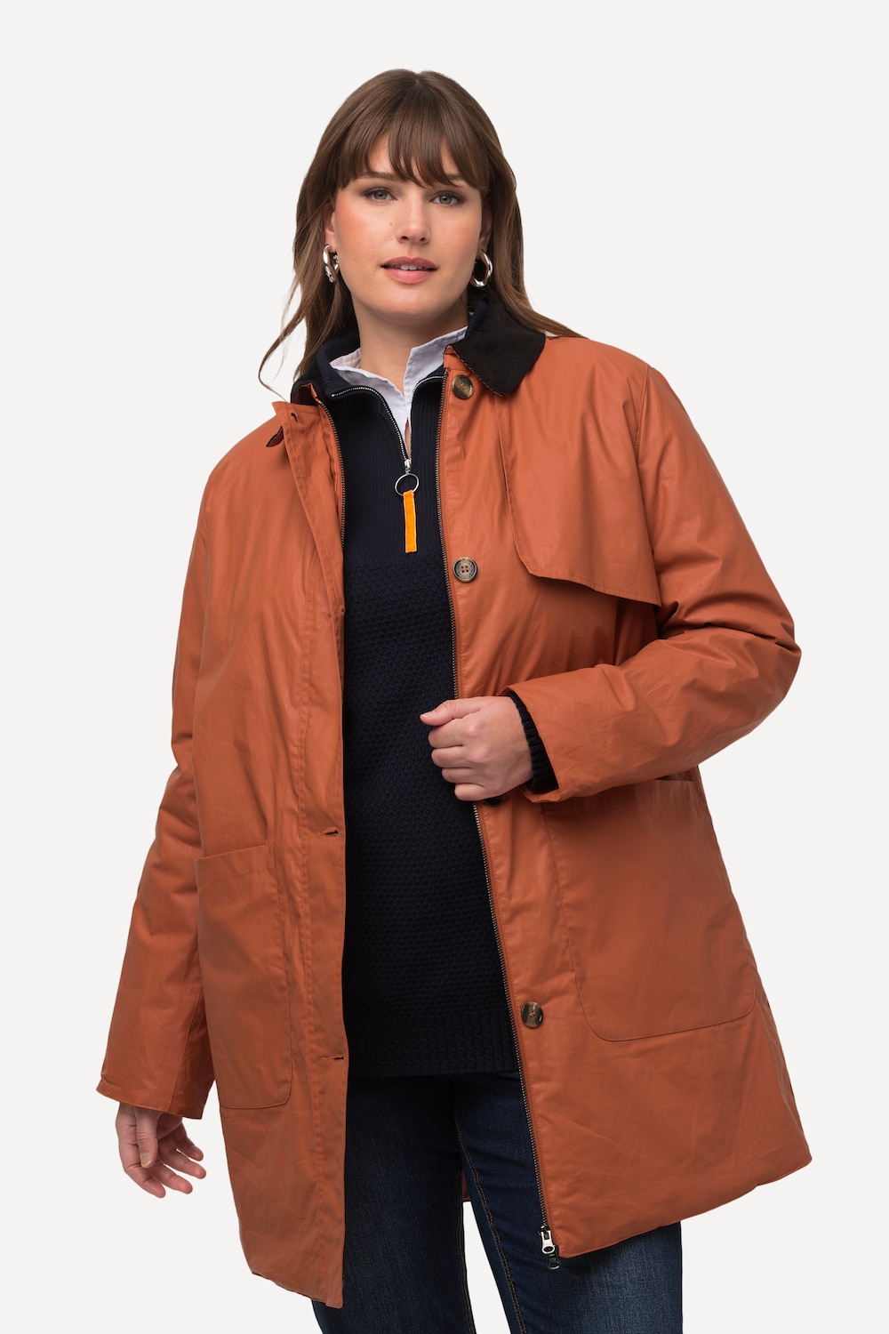 Große Größen Wachsjacke, Damen, braun, Größe: 46/48, Polyester/Baumwolle, Ulla Popken von Ulla Popken