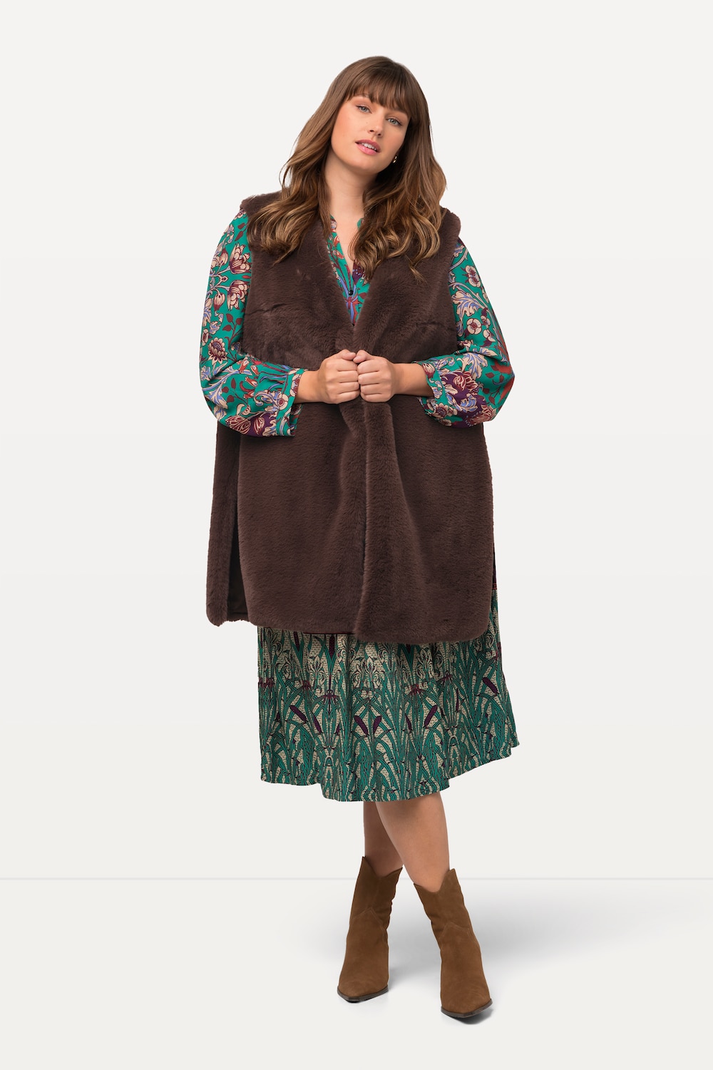 Große Größen Webpelz-Weste, Damen, braun, Größe: 54/56, Polyester, Ulla Popken von Ulla Popken