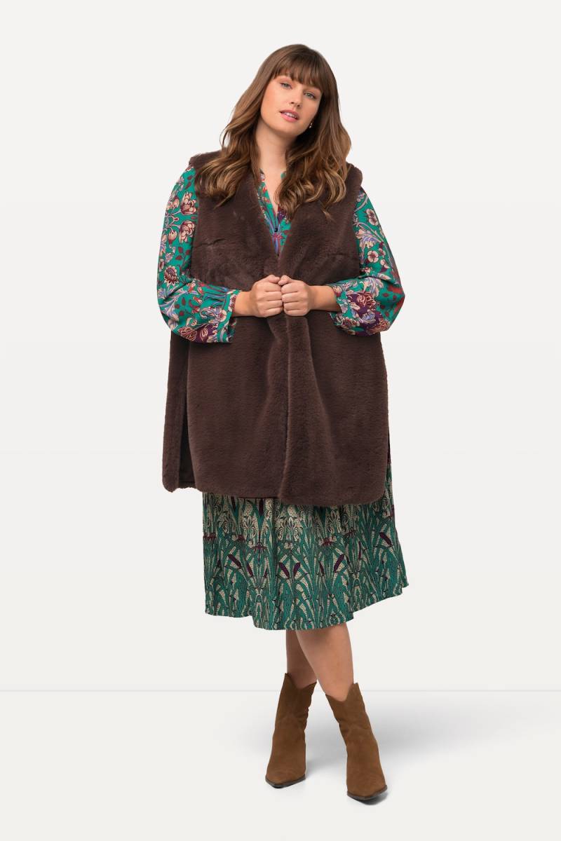 Große Größen Webpelz-Weste, Damen, braun, Größe: 54/56, Polyester, Ulla Popken von Ulla Popken