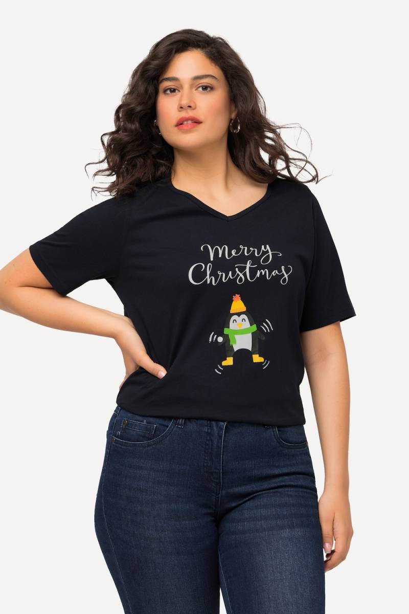 Große Größen Weihnachts-Shirt, Damen, blau, Größe: 46/48, Baumwolle, Ulla Popken von Ulla Popken