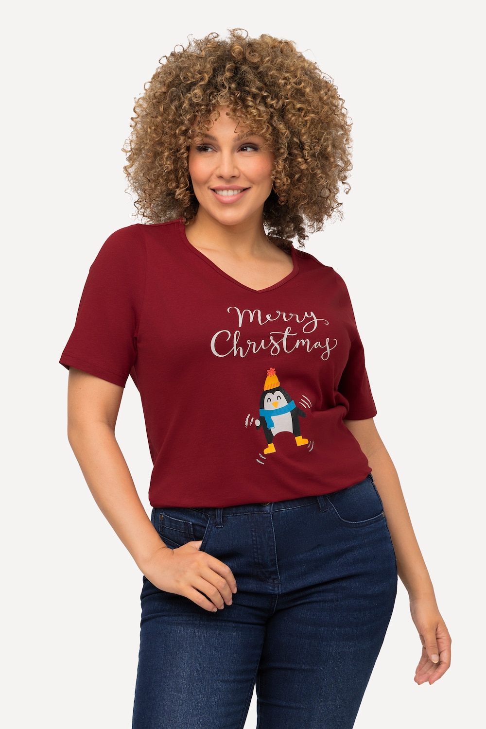 Große Größen Weihnachts-Shirt, Damen, rot, Größe: 50/52, Baumwolle, Ulla Popken von Ulla Popken
