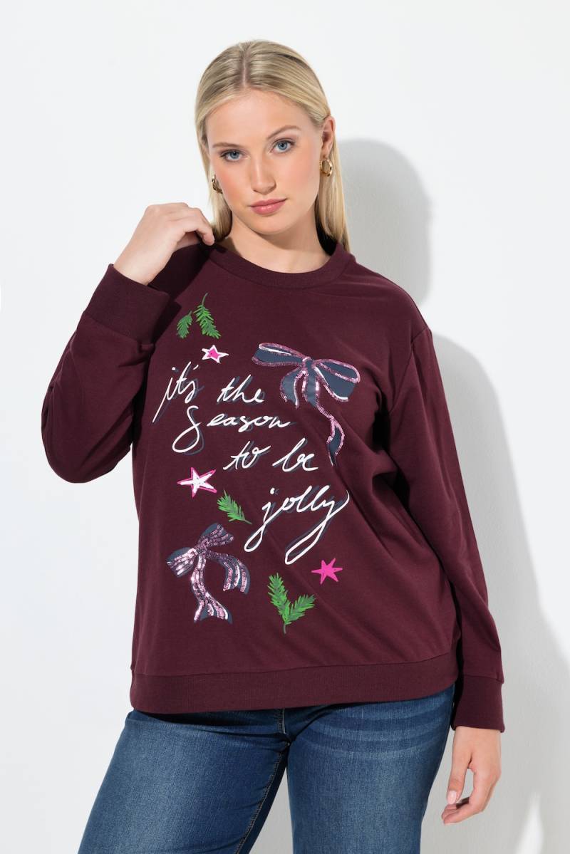Große Größen Weihnachts-Sweatshirt, Damen, lila, Größe: 50/52, Baumwolle/Polyester, Ulla Popken von Ulla Popken