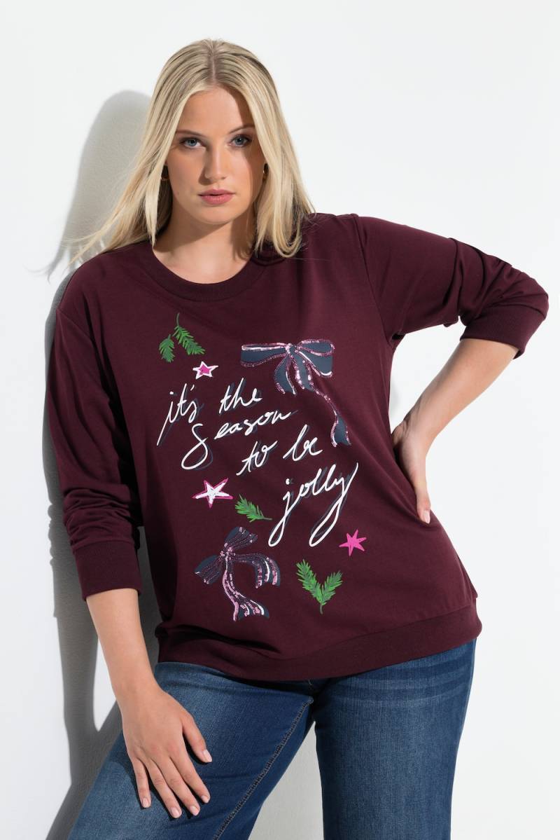 Große Größen Weihnachts-Sweatshirt, Damen, lila, Größe: 54/56, Baumwolle/Polyester, Ulla Popken von Ulla Popken