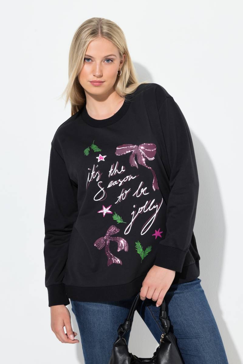 Große Größen Weihnachts-Sweatshirt, Damen, schwarz, Größe: 54/56, Baumwolle/Polyester, Ulla Popken von Ulla Popken