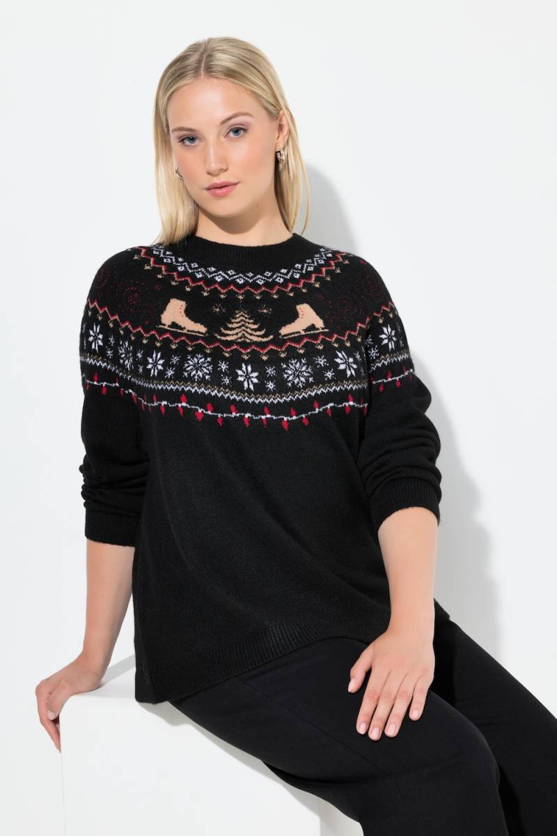 Große Größen Weihnachtspullover, Damen, schwarz, Größe: 54/56, Synthetische Fasern/Polyester, Ulla Popken von Ulla Popken