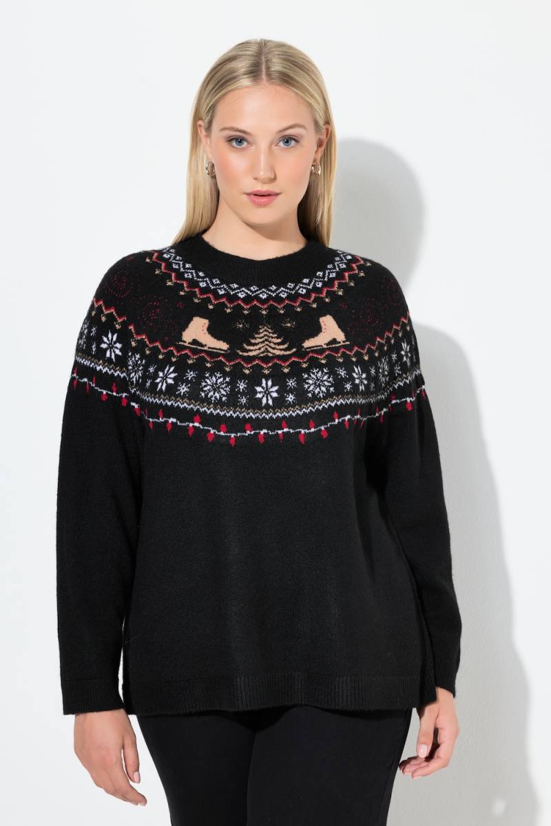 Große Größen Weihnachtspullover, Damen, schwarz, Größe: 58/60, Synthetische Fasern/Polyester, Ulla Popken von Ulla Popken