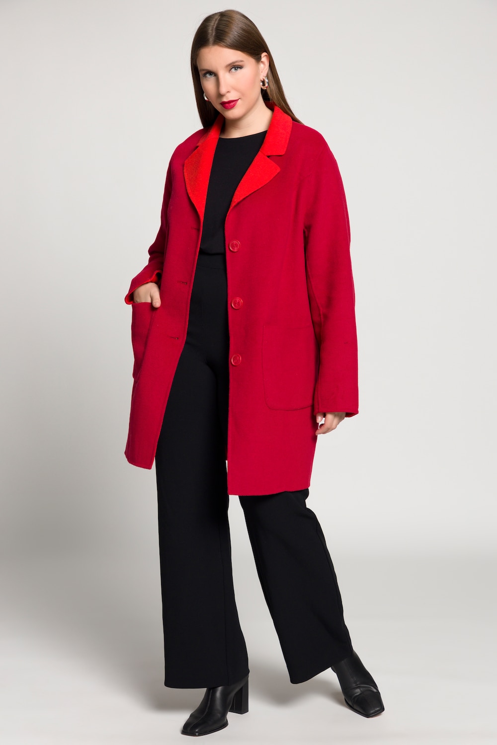 Große Größen Wendemantel, Damen, rot, Größe: 58/60, Polyester/Wolle, Ulla Popken von Ulla Popken