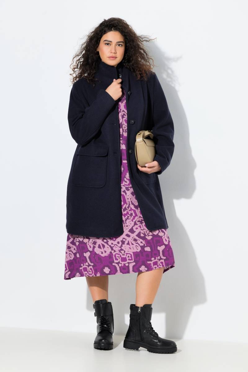 Große Größen Wolloptik-Mantel, Damen, blau, Größe: 46/48, Polyester, Ulla Popken von Ulla Popken