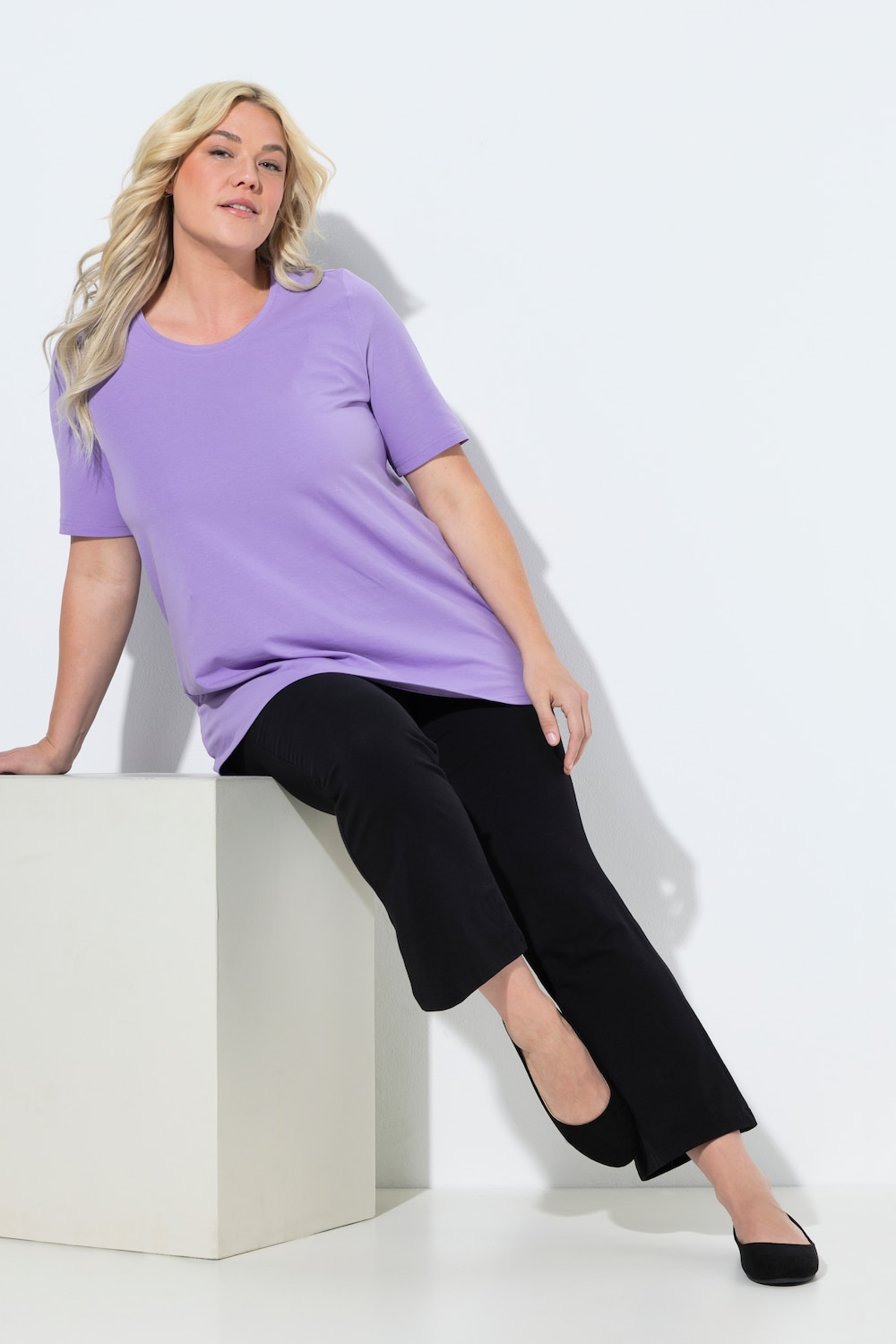 Große Größen Yoga-Hose, Damen, schwarz, Größe: 50/52, Baumwolle, Ulla Popken von Ulla Popken