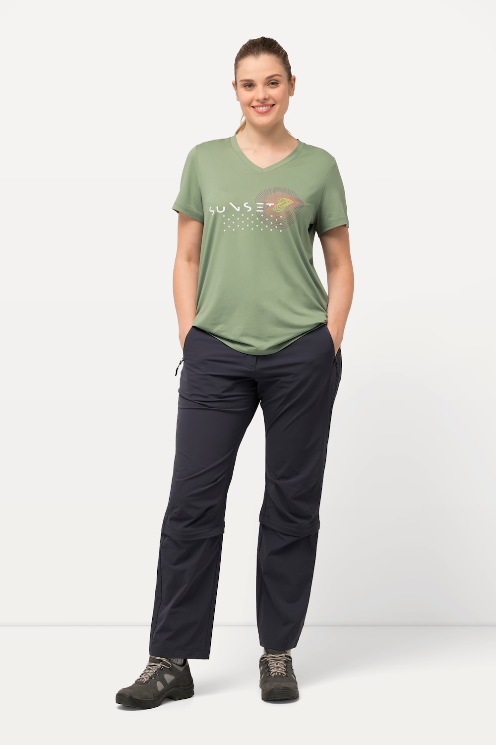 Große Größen Zipp-Off-Hose, Damen, grau, Größe: 60, Synthetische Fasern/Elasthan, Ulla Popken von Ulla Popken