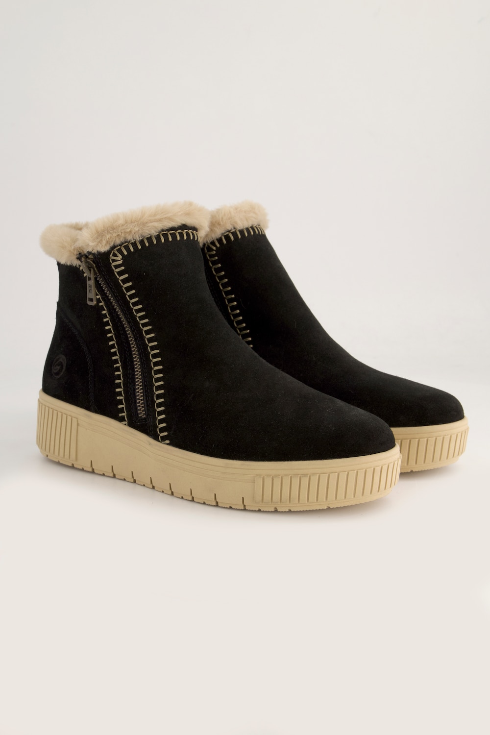 Leder-Ankleboots, Damen, schwarz, Größe: 42, Leder/Sonstige/Synthetische Fasern, Ulla Popken von Ulla Popken