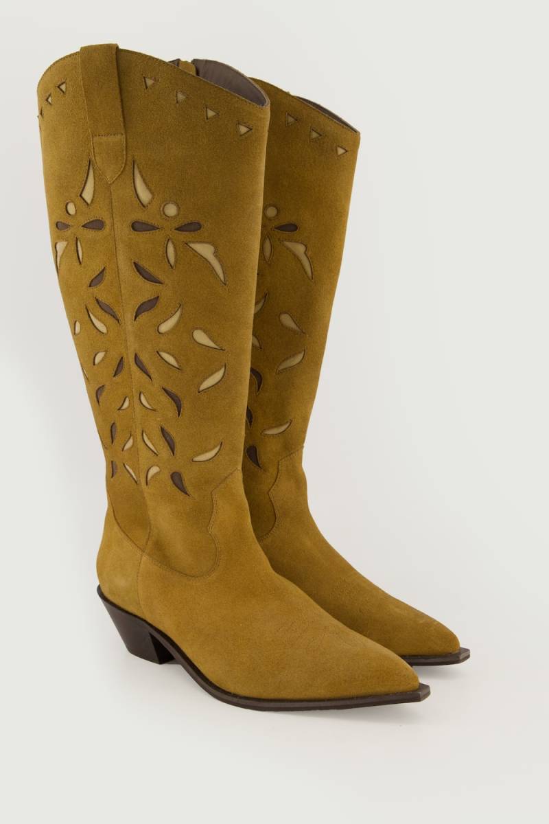 Leder-Cowboystiefel, Damen, braun, Größe: 38, Leder, Ulla Popken von Ulla Popken