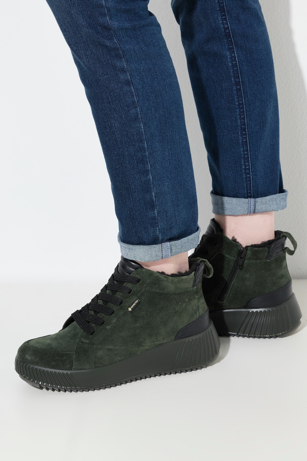 Leder-Funktionssneaker, Damen, grün, Größe: 38, Sonstige/Leder, Ulla Popken von Ulla Popken