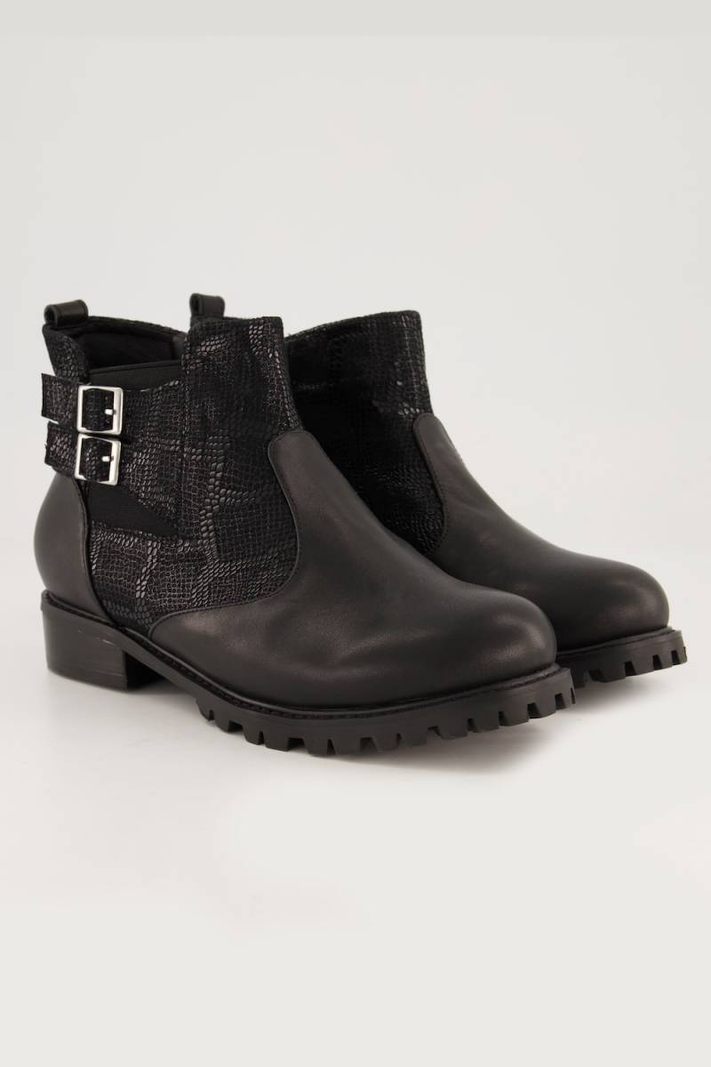 Leder-Stiefeletten, Damen, schwarz, Größe: 38, Sonstige/Leder, Ulla Popken von Ulla Popken