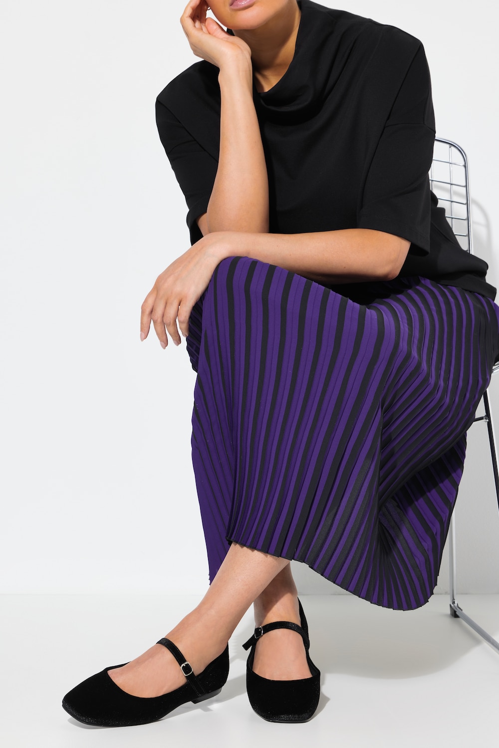 Samt-Ballerinas, Damen, schwarz, Größe: 38, Sonstige/Leder, Ulla Popken von Ulla Popken