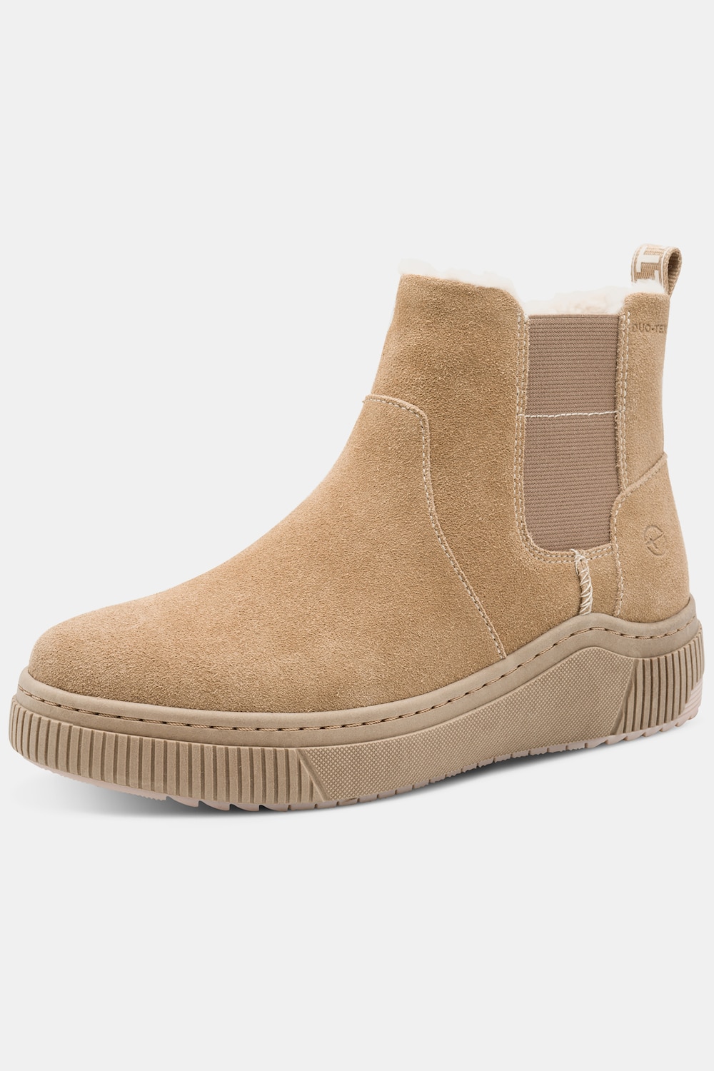Tamaris Leder-Chelseaboots, Damen, beige, Größe: 37, Leder/Sonstige/Synthetische Fasern, Ulla Popken von Ulla Popken