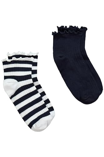 Ulla Popken, Damen, große Größen, 2er Pack Kurzschaft-Socken, Rüschenkante, Ringel von Ulla Popken