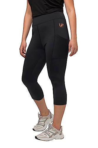 Ulla Popken Damen 3/4-Leggings, wadenlang, High Waist, schnelltrocknend Leggings, schwarz, 54-56 von Ulla Popken