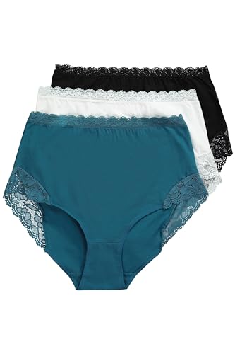 Ulla Popken, Damen, große Größen, 3er Pack Maxi-Slips, Spitzeneinsätze von Ulla Popken