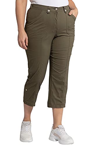 Ulla Popken Damen 7/8-Cargohose PANTS, khaki, W40 / L32 von Ulla Popken