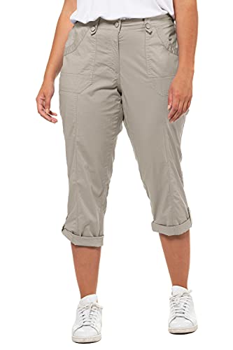 Ulla Popken Damen 7/8-Cargohose PANTS, kitt, W32 / L32 von Ulla Popken