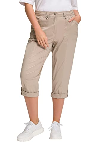 Ulla Popken Damen 7/8-Cargohose PANTS, kitt, W36 / L32 von Ulla Popken